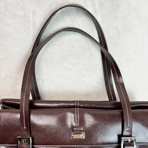 Kenneth Cole Reaction Leather Handbag Chocolate Brown Stylish Purse - Picture 7 of 16